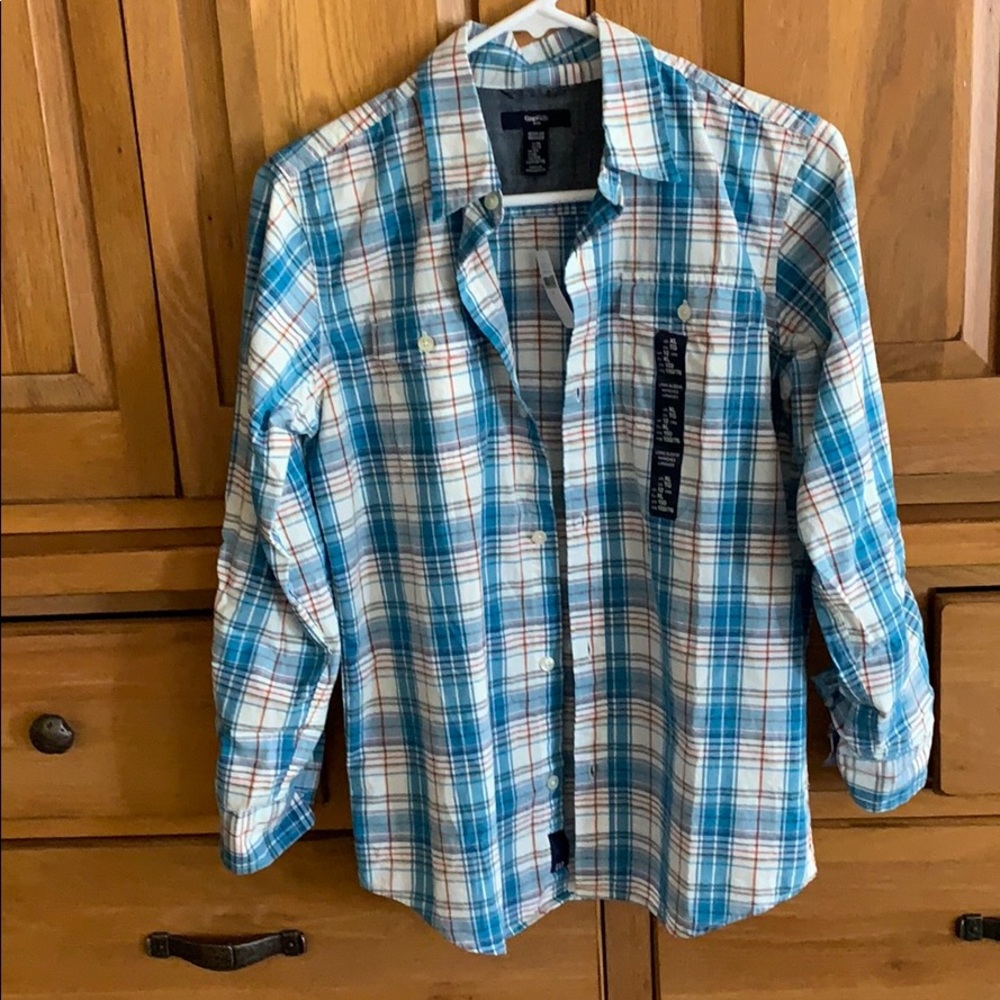 Brand new youth XL plaid Gap button down